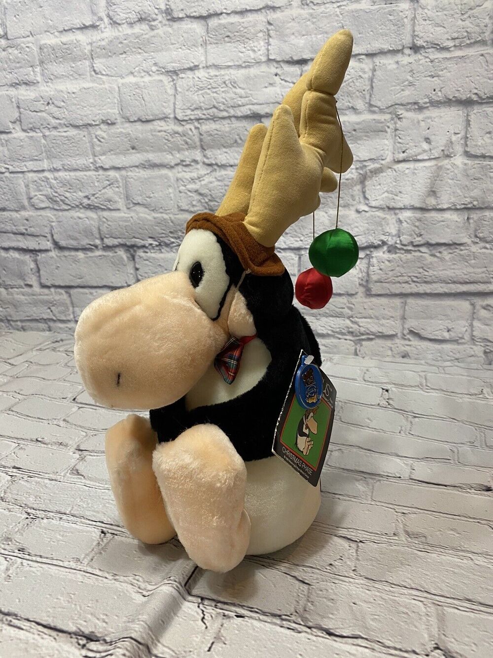 Vintage 1985 Plush Opus Penguin Christmas Reindeer Bloom County Dakin W Tags **